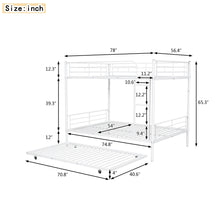 Load image into Gallery viewer, Full Over Full Metal Bunk Bed with Trundle, White
