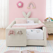 Load image into Gallery viewer, Cute Rabbit Ear Upholstered Platform Bed Frame With Safety Rail
