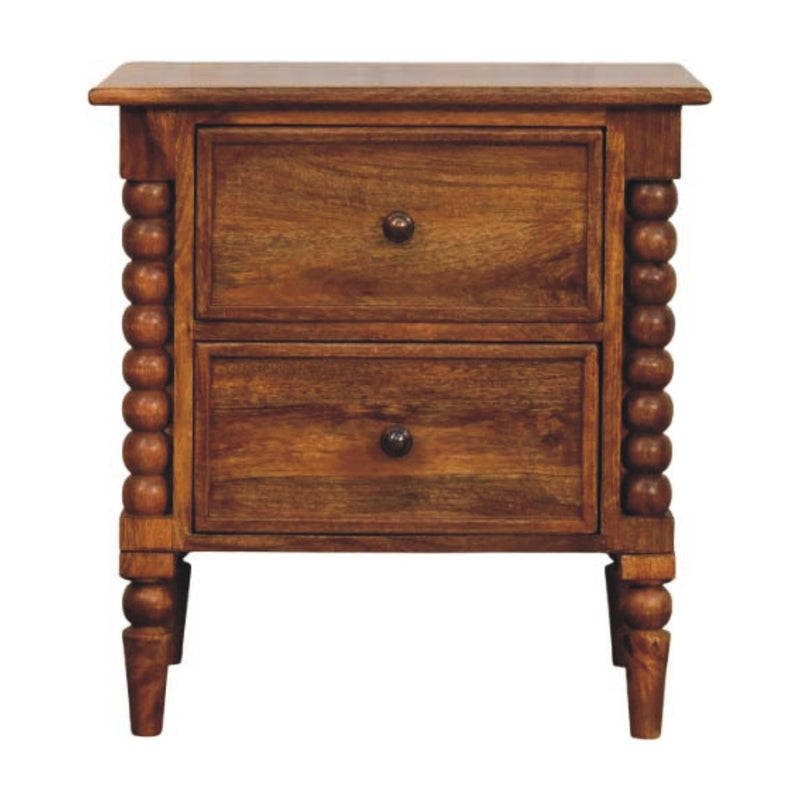 24" Solid Wood 2 Drawer Nightstand - Brown