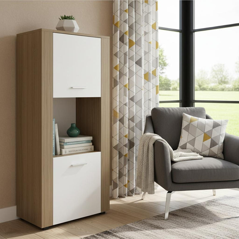 One Tier Bookcase With One Door (724351) - Beige