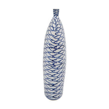 Load image into Gallery viewer, Fish Print Oval Table Vase - Blue / White
