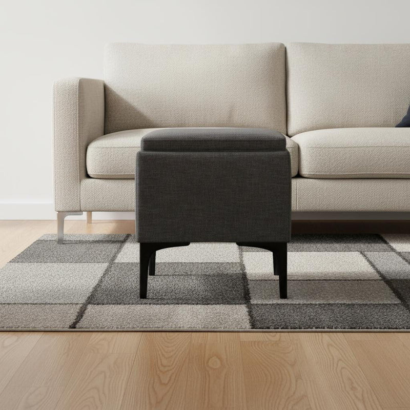 18" Upholstery Storage Ottoman - Black / Slate Gray