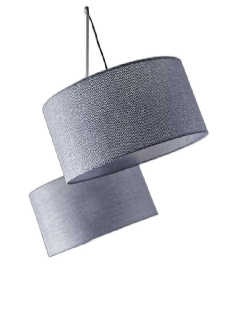 Three Light Tree Floor Lamp With Gray Solid Color Drum Shade - Black