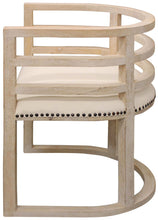 Load image into Gallery viewer, Upholstered Linen Curved Back Dining Arm Chair - Natural
