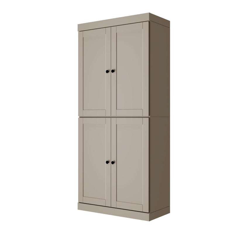 Adjustable Six Tier Library Bookcase With Four Doors (745612) - Beige
