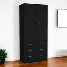 Load image into Gallery viewer, 71" Two Door Three Drawer Combo Dresser - Black
