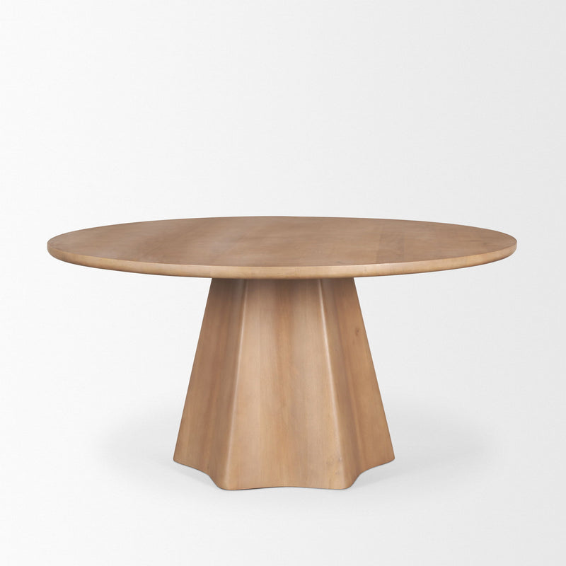Solid Wood Pedestal Base Round Top Dining Table (727898) - Brown