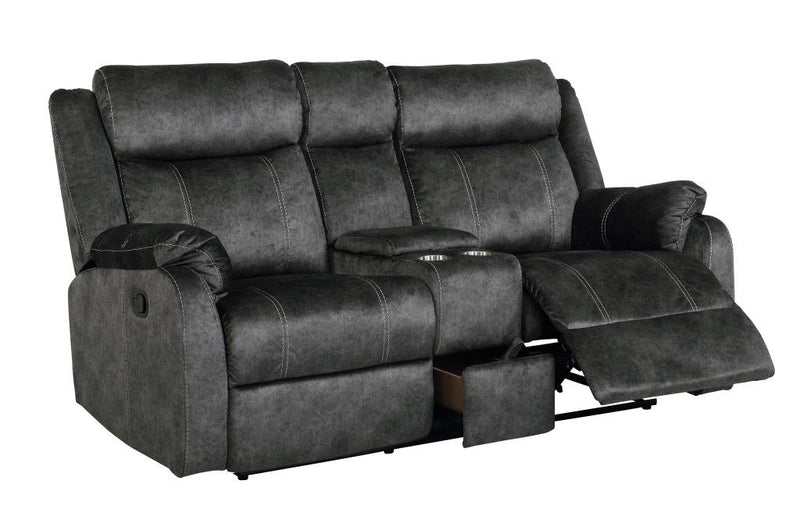 Microfiber Manual Reclining Loveseat With Storage - Dark Gray