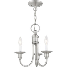 Load image into Gallery viewer, 14" Three Light Metal Dimmable Chandelier With Shades - Nickel
