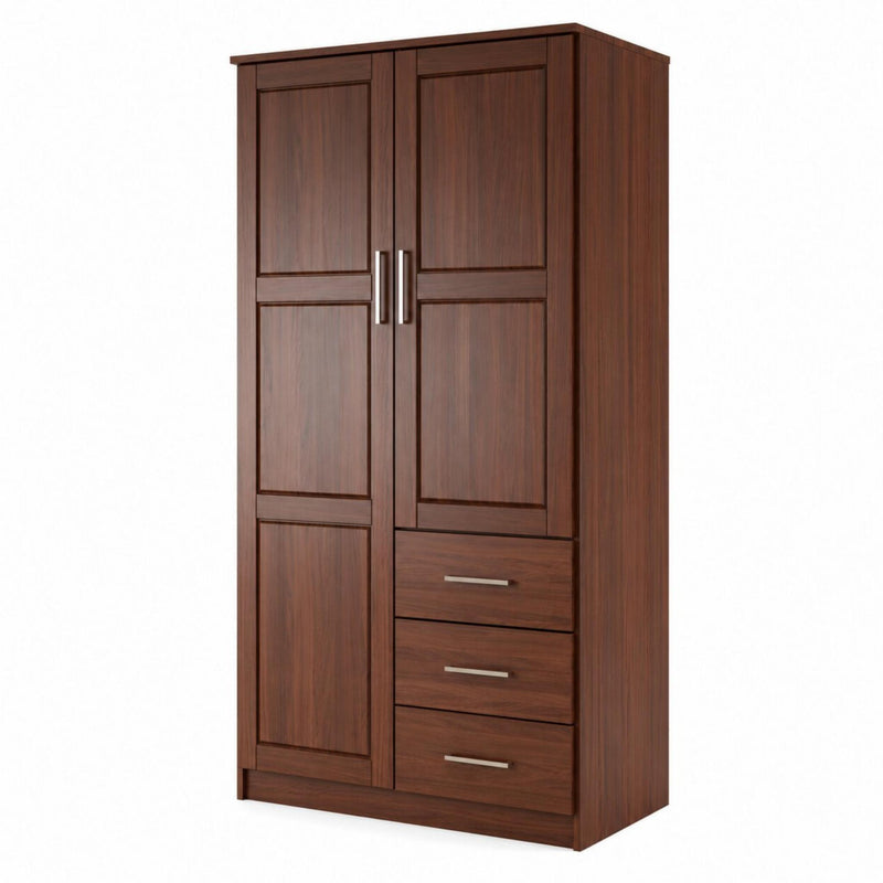 Solid Wood Two Door Three Drawer Combo Dresser - Coffee