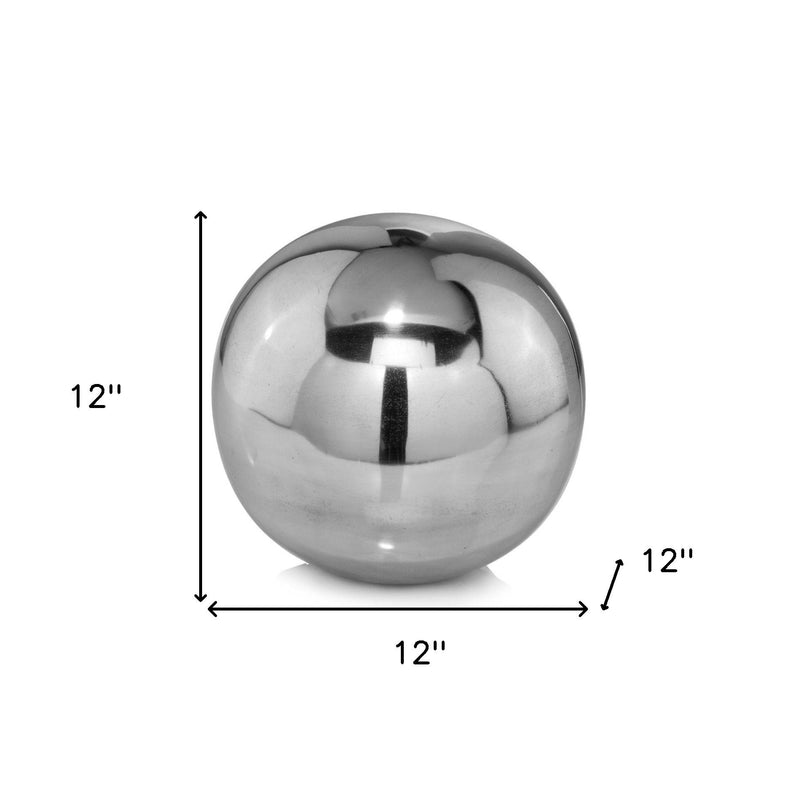 Buffed Decorative Orb Tabletop Sculpture - Silver