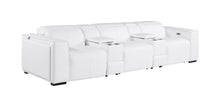 Load image into Gallery viewer, Top Grain Leather Reclining Metal USB Sofa (720398) - White
