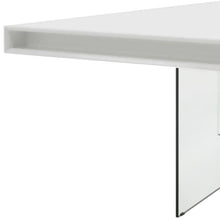 Load image into Gallery viewer, Wood Glass Trestle Base Dining Table - White / Clear

