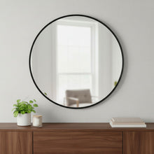 Load image into Gallery viewer, 24" Round Framed Accent Mirror - Black

