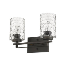 Load image into Gallery viewer, Metal And Pebbled Glass Two Light Wall Sconce - Bronze
