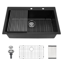 Load image into Gallery viewer, Kitchen Sink Granite Composite Drop In Sink With Durable Material - Black
