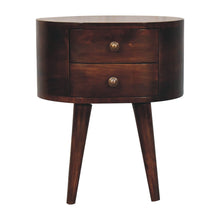 Load image into Gallery viewer, 21" Modern Solid Wood Oval Two Drawer Nightstand - Walnut
