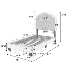 Load image into Gallery viewer, Bed With Floral Design Headboard And Built In LED Lighting
