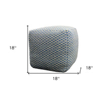 Load image into Gallery viewer, Wool Cube Trellis Pouf Ottoman - Blue And Beige
