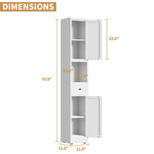 Load image into Gallery viewer, Tall Narrow Bathroom Cabinet With 5-Tier Storage, Adjustable Shelves, Freestanding - White
