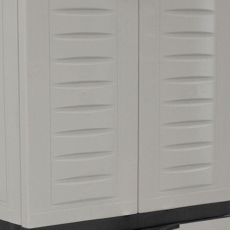 57" Heavy Duty Plastic Four Door Utility Cabinet - Black / Gray