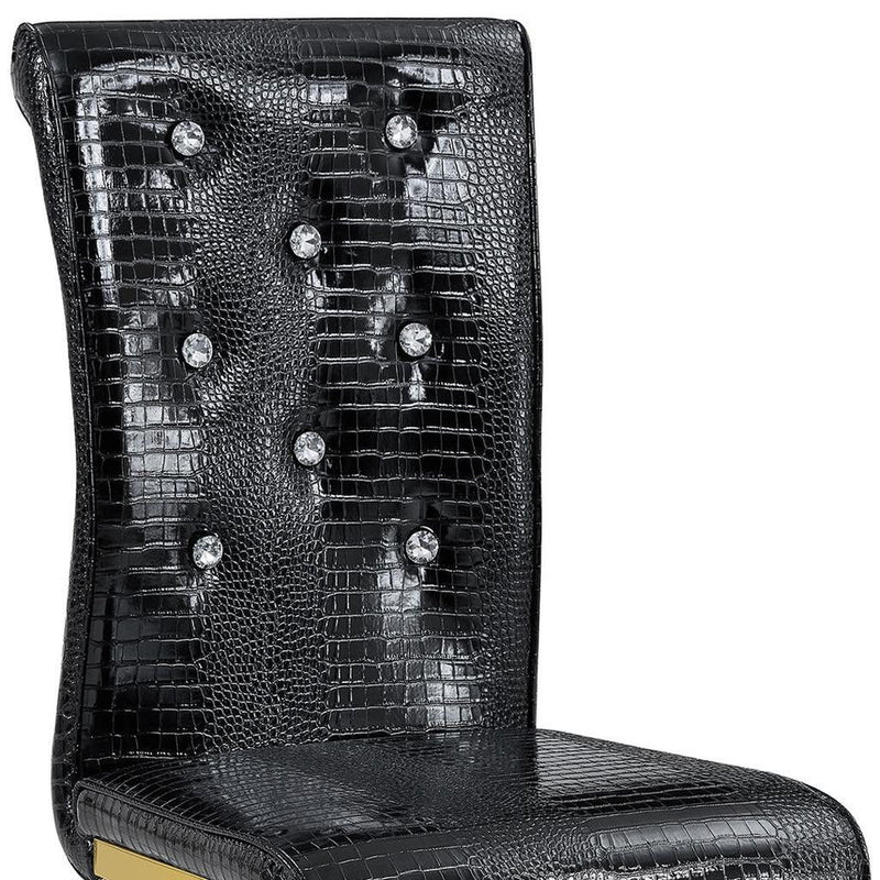 Faux Leather Metal Dining Side Chairs (Set of 4) - Black / Gold