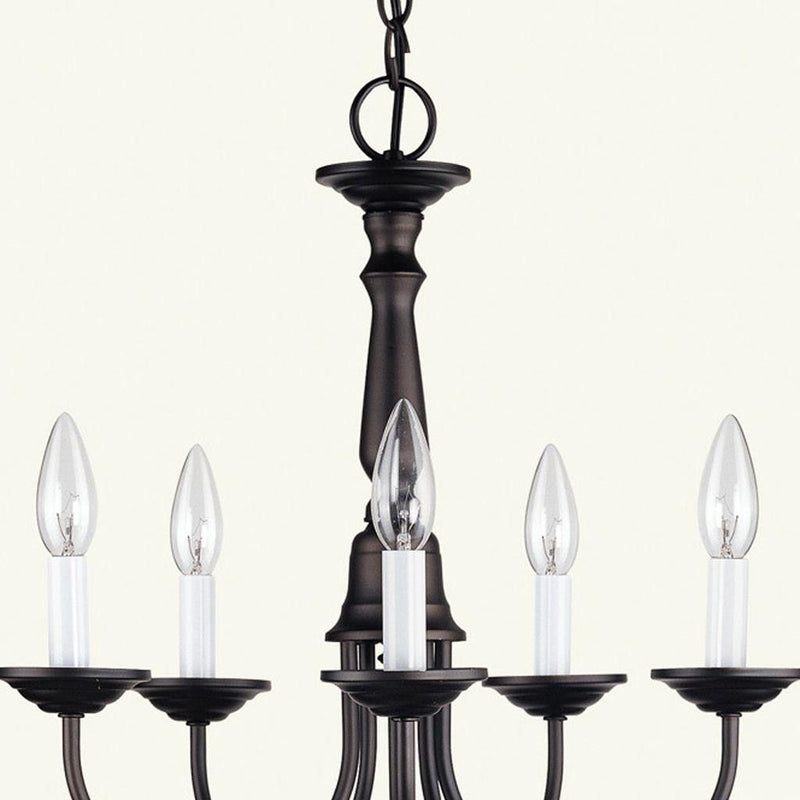 15" Five Light Metal Dimmable Chandelier With Shades - Bronze