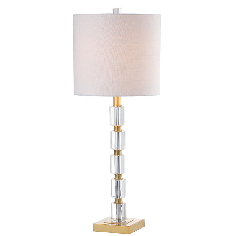 Novelty Table Lamps With Drum Shades (Set of 2) - Clear / Brass / White