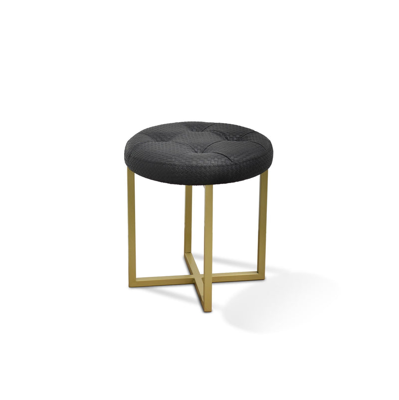 Faux Leather Tufted Footstool - Gold