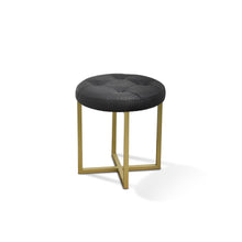 Load image into Gallery viewer, Faux Leather Tufted Footstool - Gold
