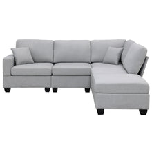 Load image into Gallery viewer, [VIDEO provided][New]89.8*60.2&quot; Modern Sectional Sofa,5-Seat Modular Couch Set with Convertible Ottoman,L-Shape Linen Fabric Corner Couch Set with 2 Pillows for Living Room,Apartment,Office, 3 Colors
