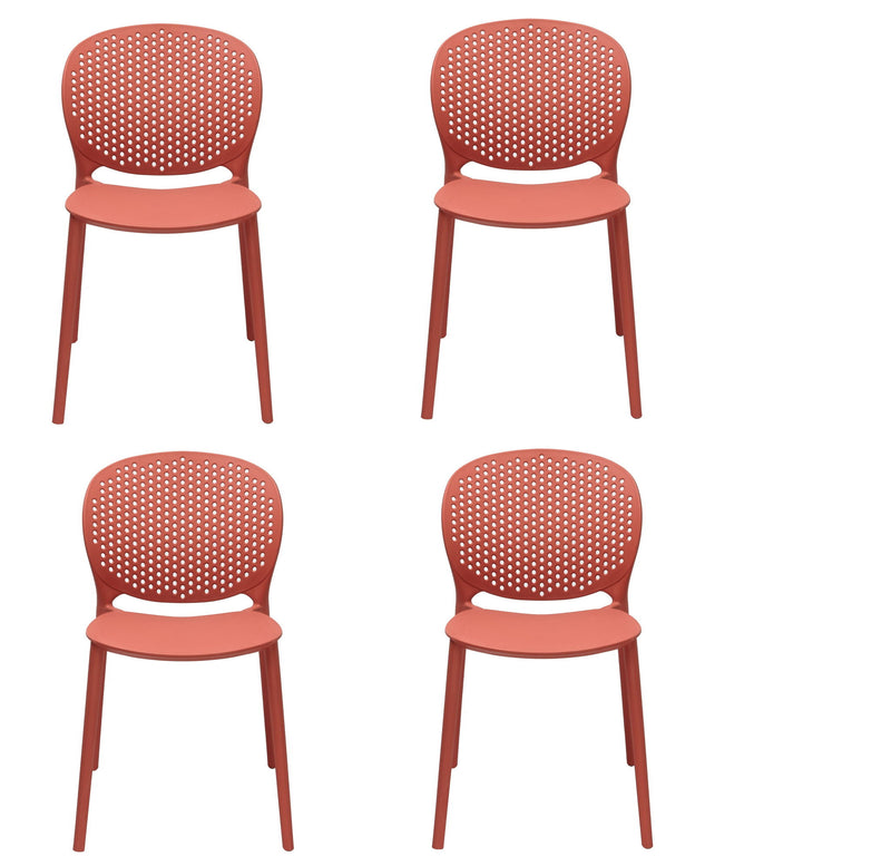 Heavy Duty Plastic Partially Open Back Dining Side Chairs (Set of 4) - Orange