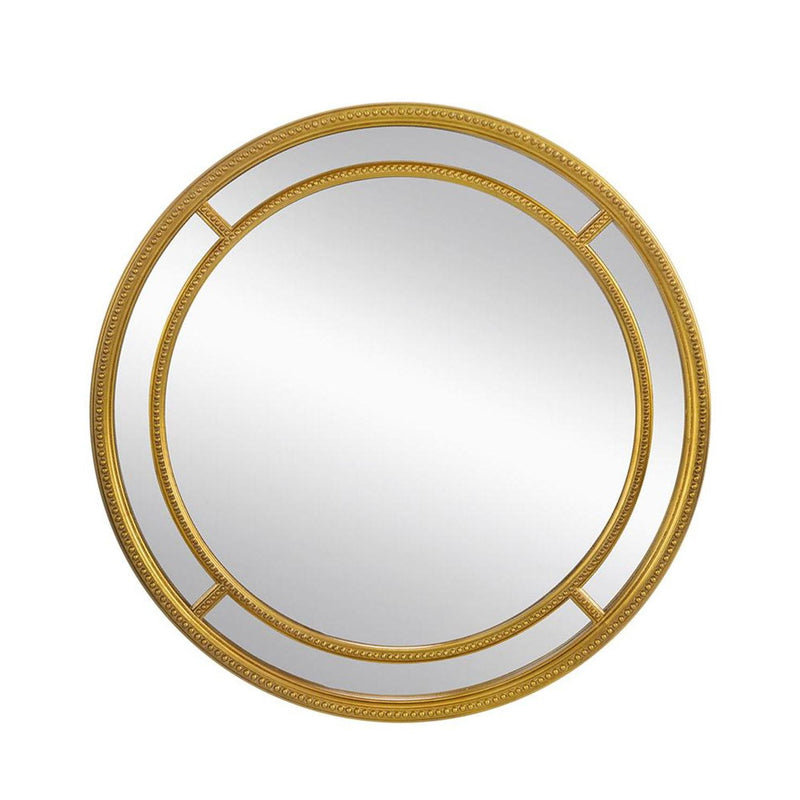 35" Geo Dot Round Double Frame Accent Mirror - Gold