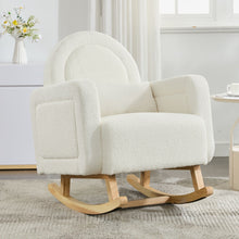 Load image into Gallery viewer, Accent Rocking Chair With Curved Back &amp; Pillow, Base, Ultimate Comfort For Living Room Or Nursery - Cream White
