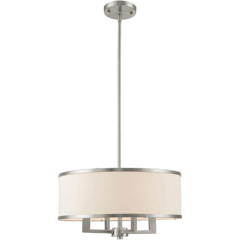 18'' Four Light Dimmable Chandelier With Shades - Pearl Silver / Nickel