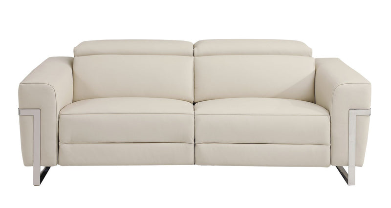 Italian Leather Reclining USB Sofa (720400) - Beige