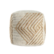Load image into Gallery viewer, Cotton Jute Wool Geometric Cube Pouf Ottoman - Off White
