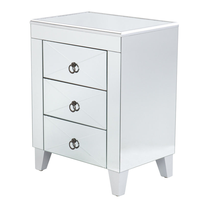 End Table With Three Drawers - Silver
