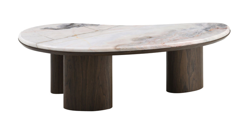 Genuine Marble Wood Oval Coffee Table (716371) - Natural / Brown