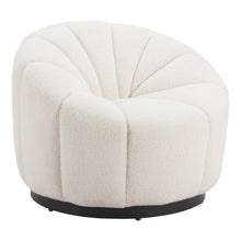 Load image into Gallery viewer, 36" Faux Shearling And Upholstered Barrel Chair - Cream / Black
