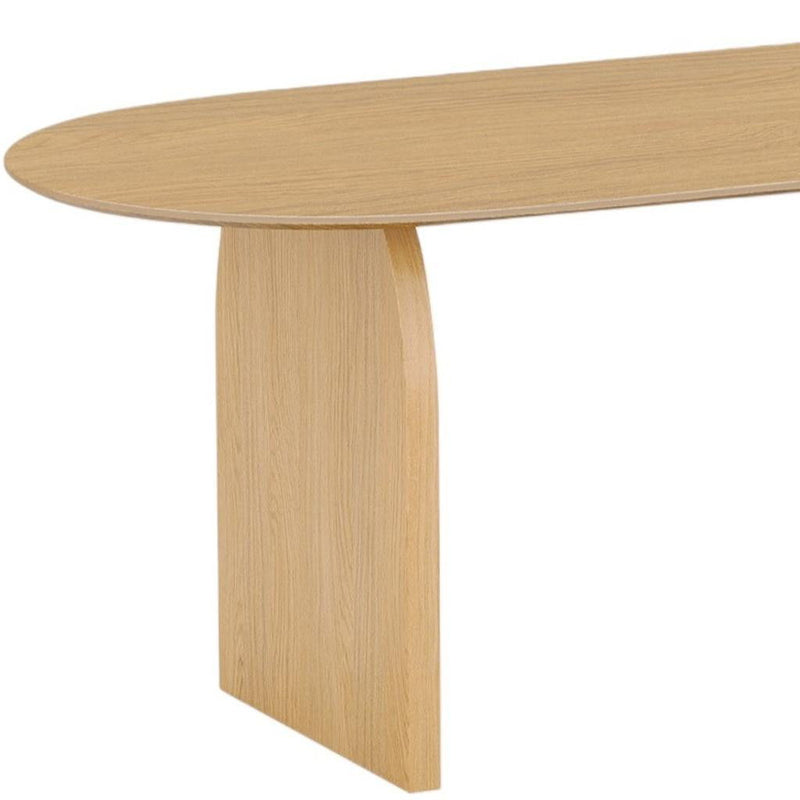 79" Solid Wood Mirrored Double Pedestal Base Oval Dining Table - Natural