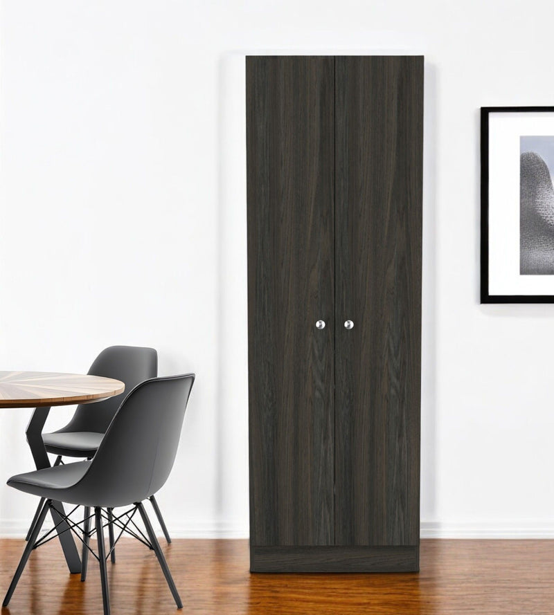 71" Wood Pantry Or Storage Closet - Dark Brown