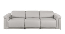 Load image into Gallery viewer, Top Grain Leather Reclining Metal USB Sofa (720360) - Light Gray
