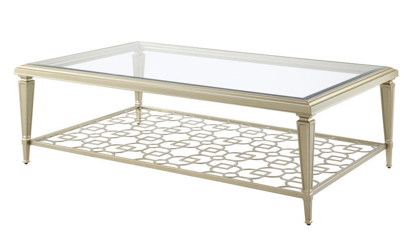 Glass Steel Coffee Table - Clear / Champagne
