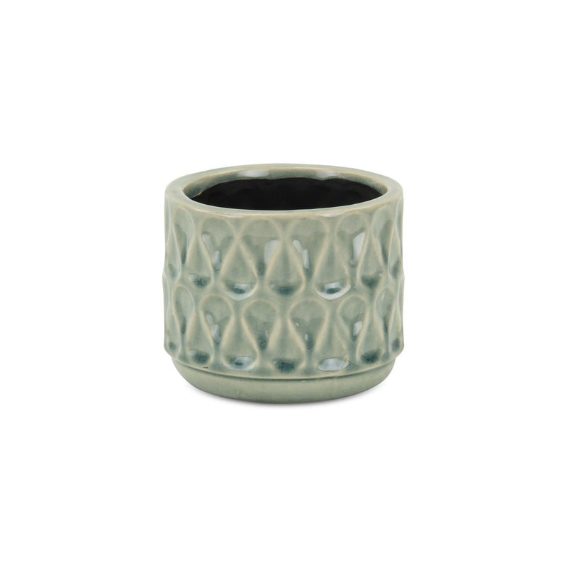 Geometric Round Pot Planter (487486) - Green