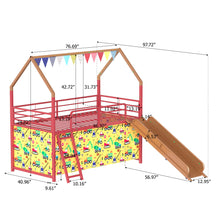 Load image into Gallery viewer, Jack - House Loft Bed With Slide And Curtain Set
