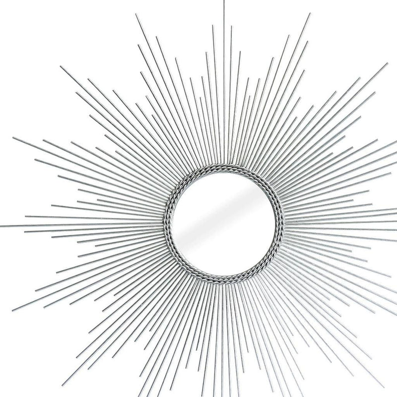 32" Metal Sunburst Geometric Framed Accent Mirror - Silver
