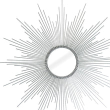 Load image into Gallery viewer, 32" Metal Sunburst Geometric Framed Accent Mirror - Silver
