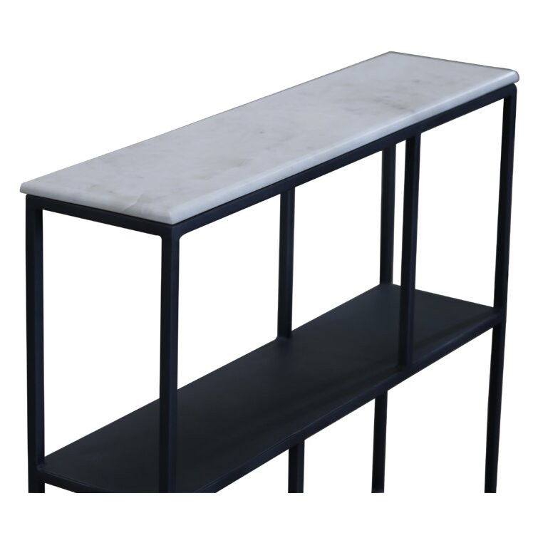 Three Tier Geometric Bookcase - Black / White