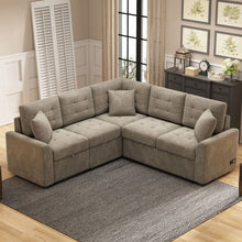 Load image into Gallery viewer, L-Shape Sofa Bed Pull-Out Sleeper Sofa With Wheels, USB Ports, Power Sockets For Living Room
